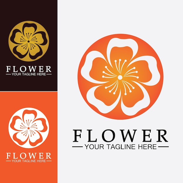 Plantilla de diseño de ilustración de vector de logotipo de flor