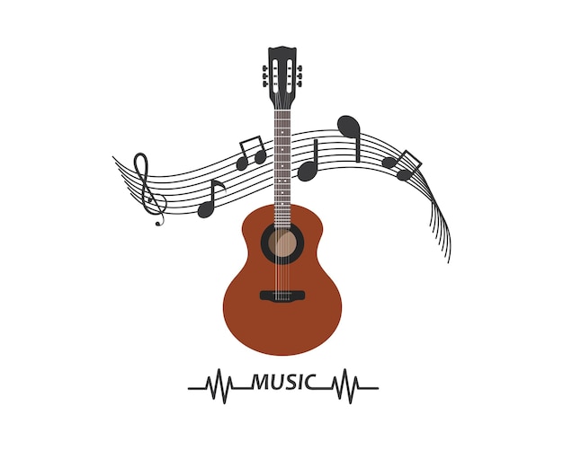 Plantilla de diseño de ilustración de vector de logotipo de icono de guitarra