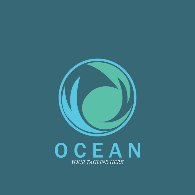 Plantilla de diseño de ilustración de vector de logotipo de mar de onda oceánica