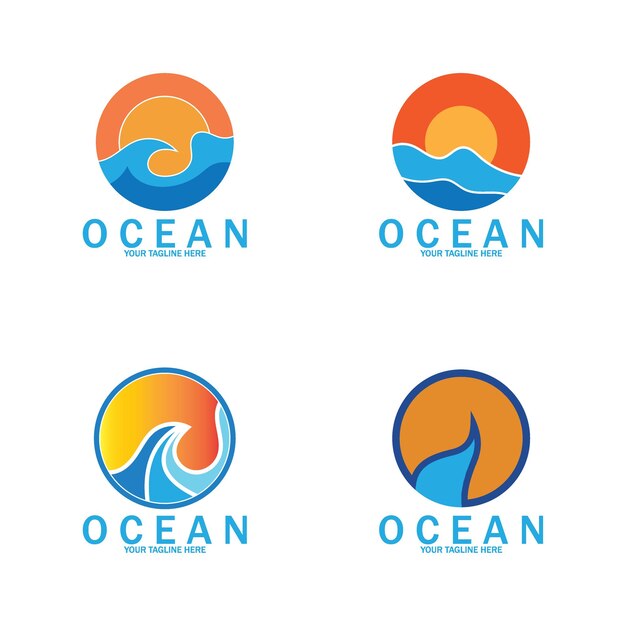 Plantilla de diseño de ilustración de vector de logotipo de mar de onda oceánica