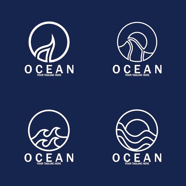 Plantilla de diseño de ilustración de vector de logotipo de mar de onda oceánica