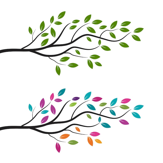 Plantilla de diseño de ilustración de vector de rama de árbol