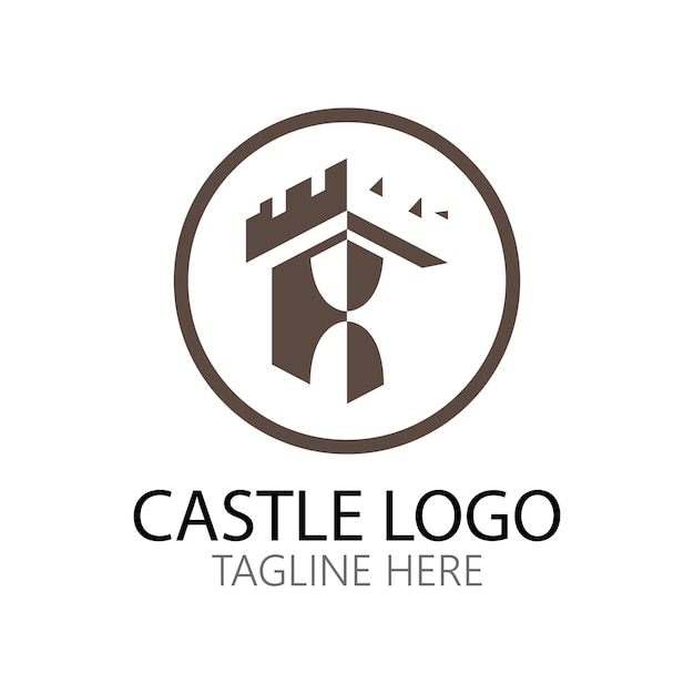 Plantilla de diseño de ilustración de vector de símbolo de logotipo de castillo