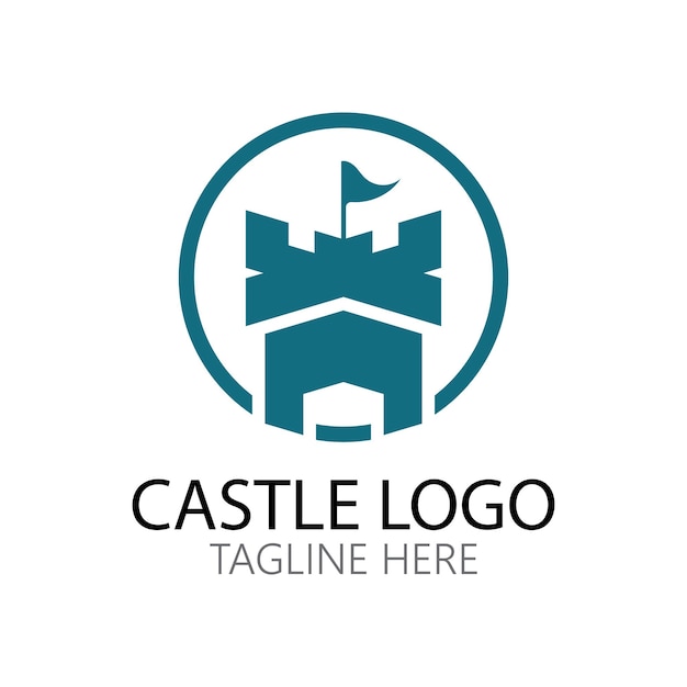 Plantilla de diseño de ilustración de vector de símbolo de logotipo de castillo