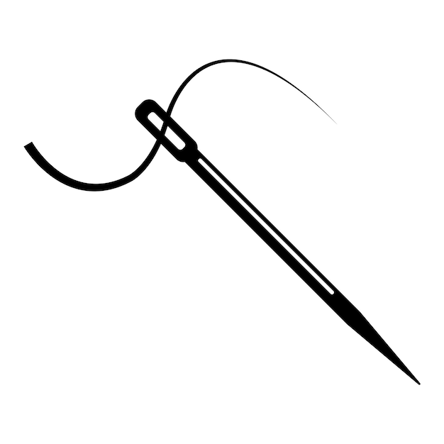 plantilla de diseño de ilustración vectorial del icono de la aguja de costura