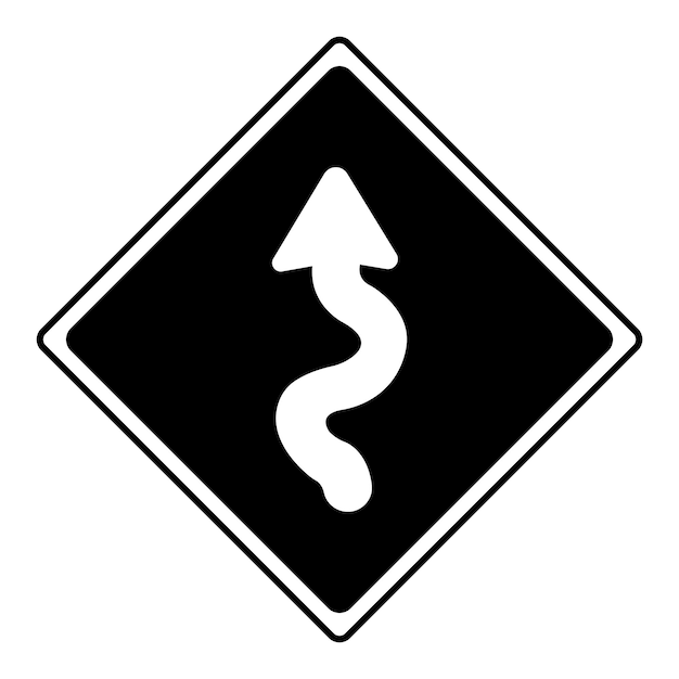 plantilla de diseño de ilustración vectorial del icono de una señal de tráfico sinuosa