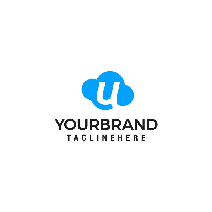 Vector plantilla de diseño de ilustración vectorial del logotipo de la nube de la letra inicial u