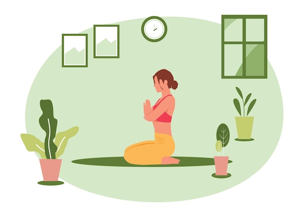 Plantilla de diseño de ilustración vectorial de posturas de yoga para mujeres