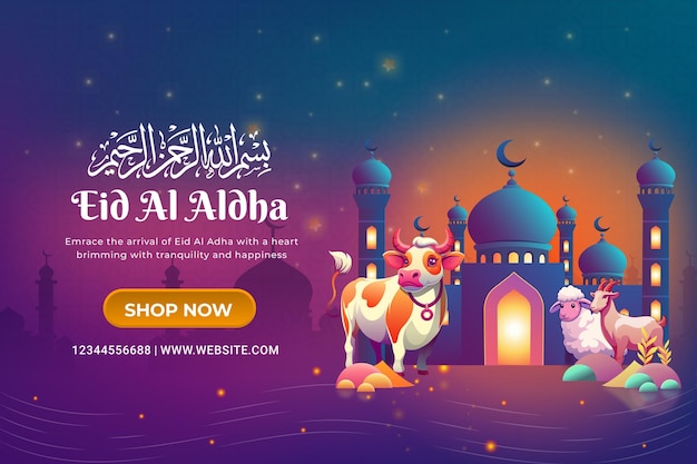 Vector plantilla de diseño de ilustraciones para la celebración del eid al adha
