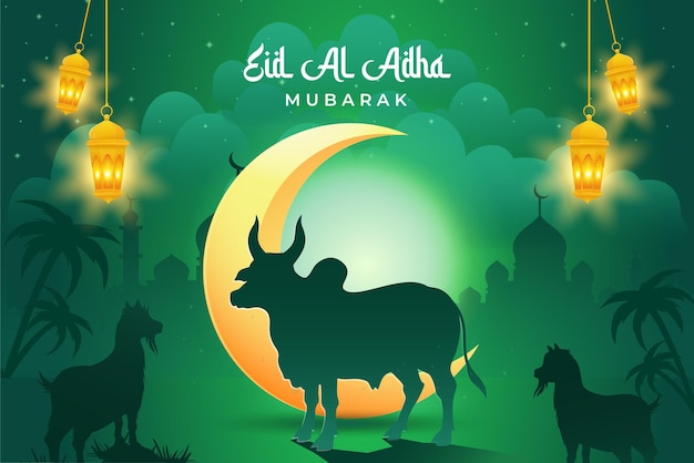 plantilla de diseño de ilustraciones de Eid Al Adha Mubarak