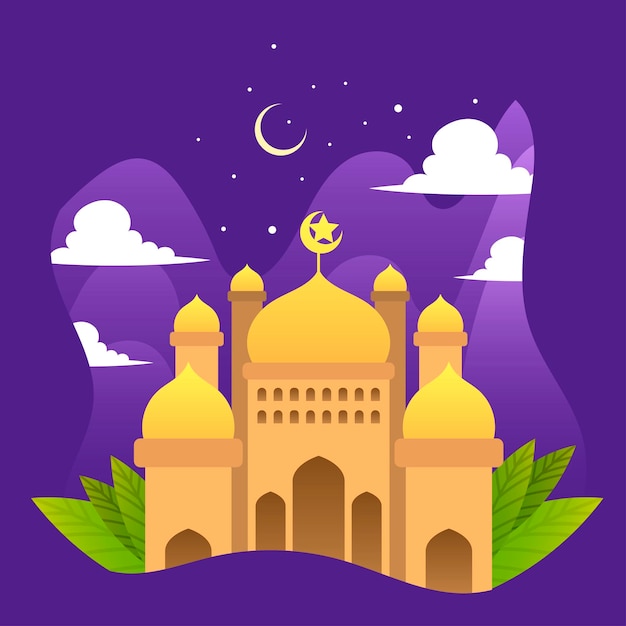 plantilla de diseño de ilustraciones vectoriales islámicas de mezquitas