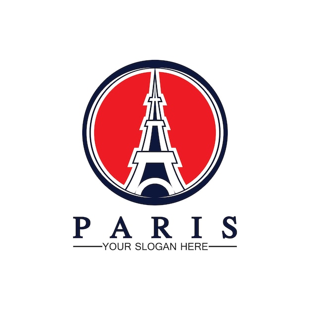 Plantilla de diseño de ilustrador de icono de vector de logotipo de París y la torre Eiffel