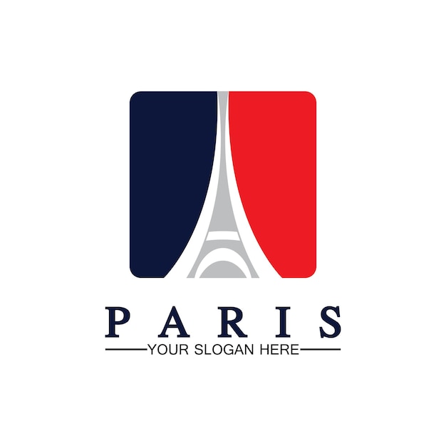 Plantilla de diseño de ilustrador de icono de vector de logotipo de París y la torre Eiffel