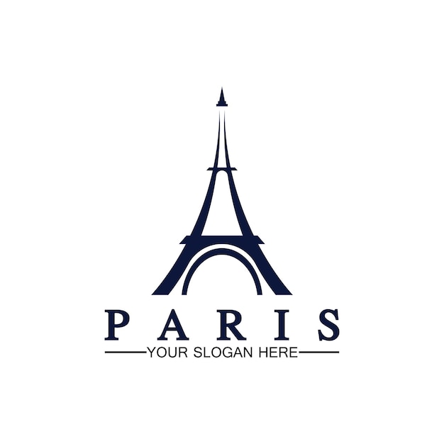 Vector plantilla de diseño de ilustrador de icono de vector de logotipo de parís y la torre eiffel