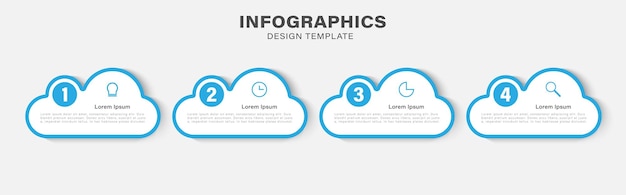 plantilla de diseño de infografía 4 paso viaje en línea de tiempo