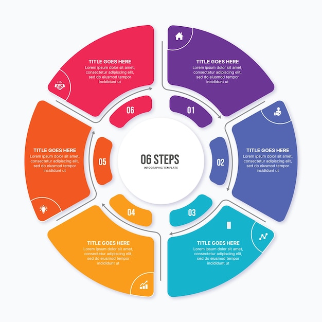 Plantilla de diseño de infografía de círculo de negocios de ciclo redondo con 6 opciones