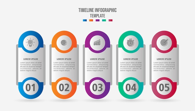 Plantilla de diseño de infografía Concepto de negocio con 5 pasos u opciones