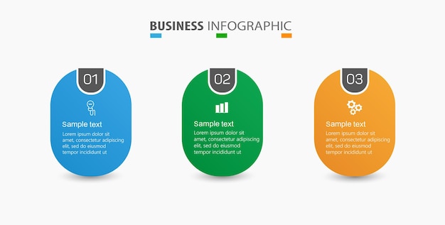 Plantilla de diseño de infografía empresarial con 3 opciones de pasos o procesos.