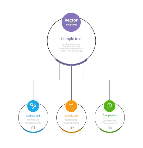 Plantilla de diseño de infografía empresarial con 3 opciones.