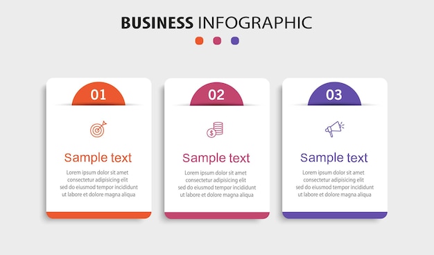Plantilla de diseño de infografía empresarial con 3 opciones.