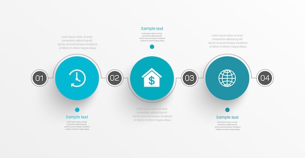 Plantilla de diseño de infografía empresarial con 4 opciones o pasos.