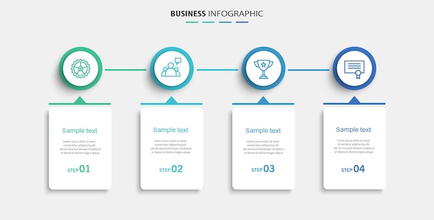 Plantilla de diseño de infografía empresarial con 4 opciones o pasos.