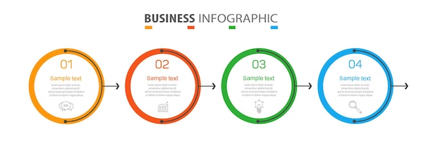 Plantilla de diseño de infografía empresarial con 4 opciones o pasos.