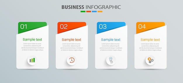 Plantilla de diseño de infografía empresarial con 4 opciones o pasos.