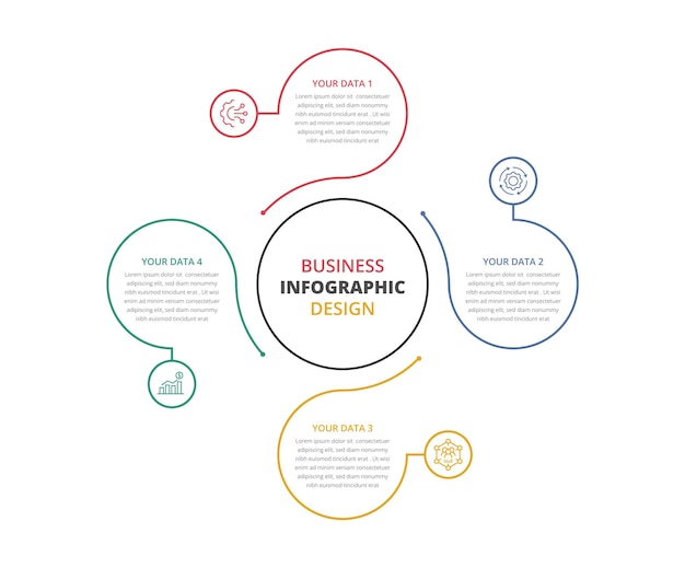 Plantilla de diseño de infografía empresarial con 4 opciones de visualización de datos empresariales