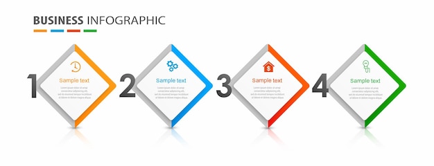 Plantilla de diseño de infografía empresarial con 4 opciones.