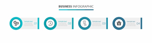 Plantilla de diseño de infografía empresarial con 4 opciones.