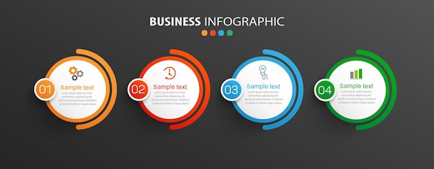 Plantilla de diseño de infografía empresarial con 4 opciones.