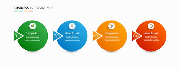 Plantilla de diseño de infografía empresarial con 4 opciones.