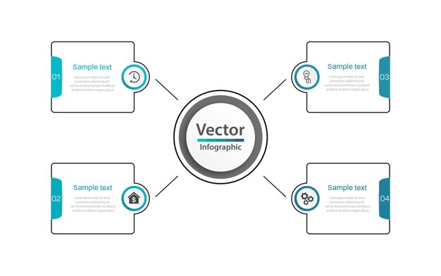 Plantilla de diseño de infografía empresarial con 4 opciones.