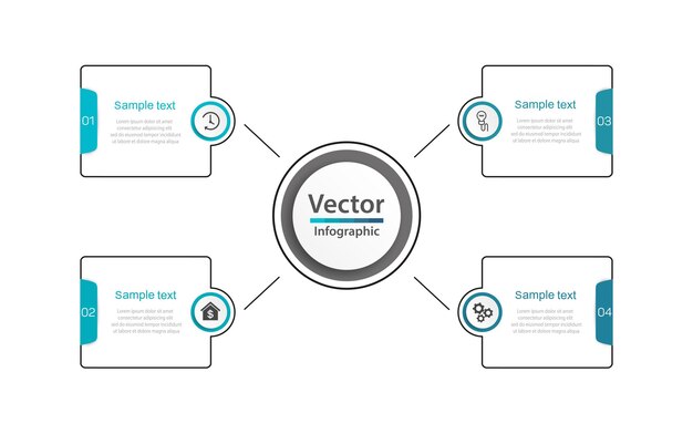 Plantilla de diseño de infografía empresarial con 4 opciones.