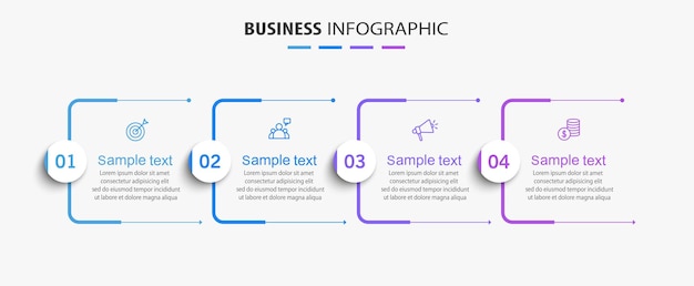 Plantilla de diseño de infografía empresarial con 4 opciones.