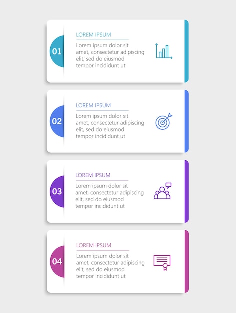 Plantilla de diseño de infografía empresarial con 4 opciones.