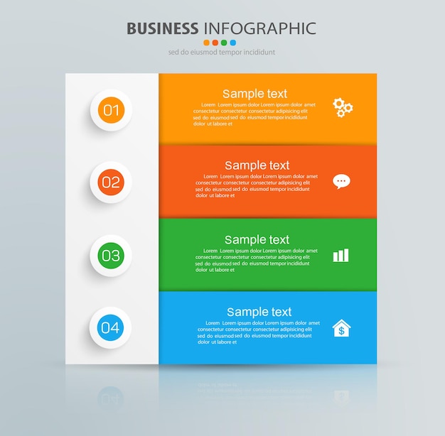 Plantilla de diseño de infografía empresarial con 4 opciones.