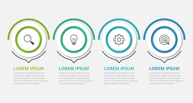 Plantilla de diseño de infografía empresarial con 4 opciones.