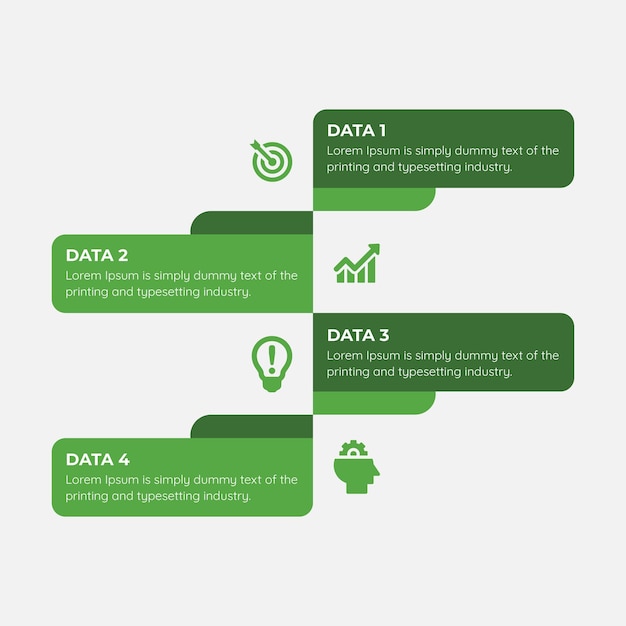 Plantilla de diseño de infografía empresarial de 4 pasos con cuadro de texto