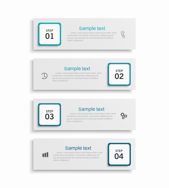 Plantilla de diseño de infografía empresarial con 4 pasos o procesos de opciones