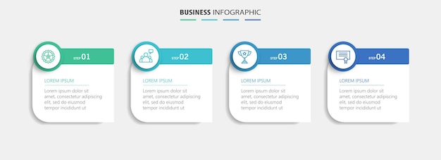Plantilla de diseño de infografía empresarial con 4 pasos o procesos de opciones