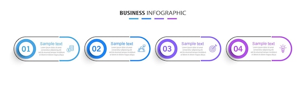 Plantilla de diseño de infografía empresarial con 4 pasos o procesos de opciones