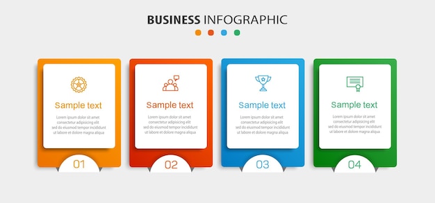 Plantilla de diseño de infografía empresarial con 4 pasos o procesos de opciones
