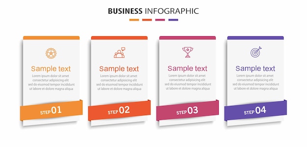 Plantilla de diseño de infografía empresarial con 4 pasos o procesos de opciones