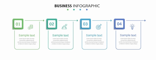 Plantilla de diseño de infografía empresarial con 4 pasos o procesos de opciones