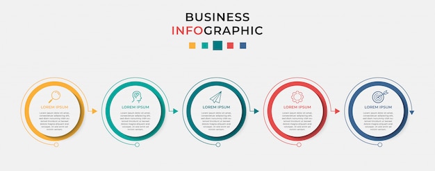 Plantilla de diseño de infografía empresarial 5 opciones o pasos.