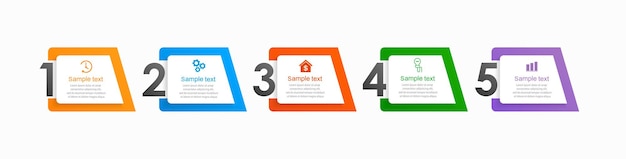 Plantilla de diseño de infografía empresarial con 5 opciones de pasos o procesos.