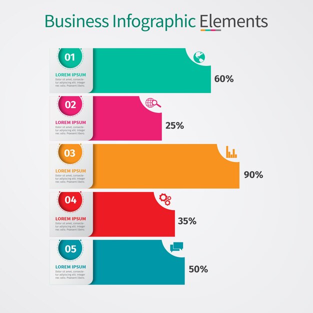 Plantilla de diseño de infografía empresarial con 5 pasos