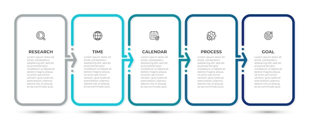 Plantilla de diseño de infografía empresarial con iconos y 5 opciones o pasos